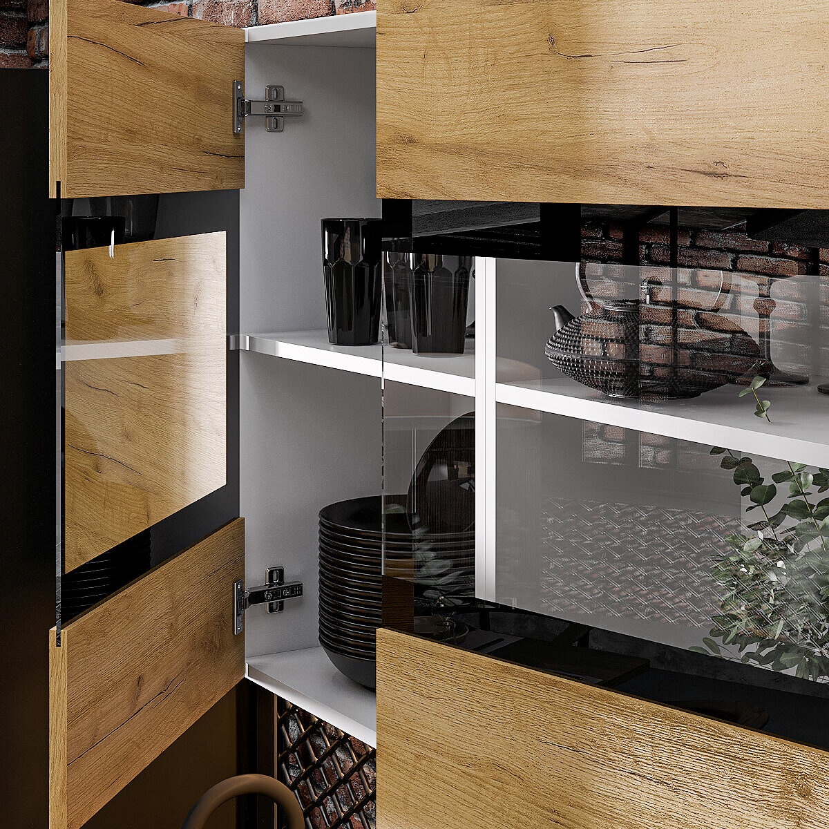 Кухонный гарнитур "Абрау" (2,0м) Белый/Дуб Золотой/Черный