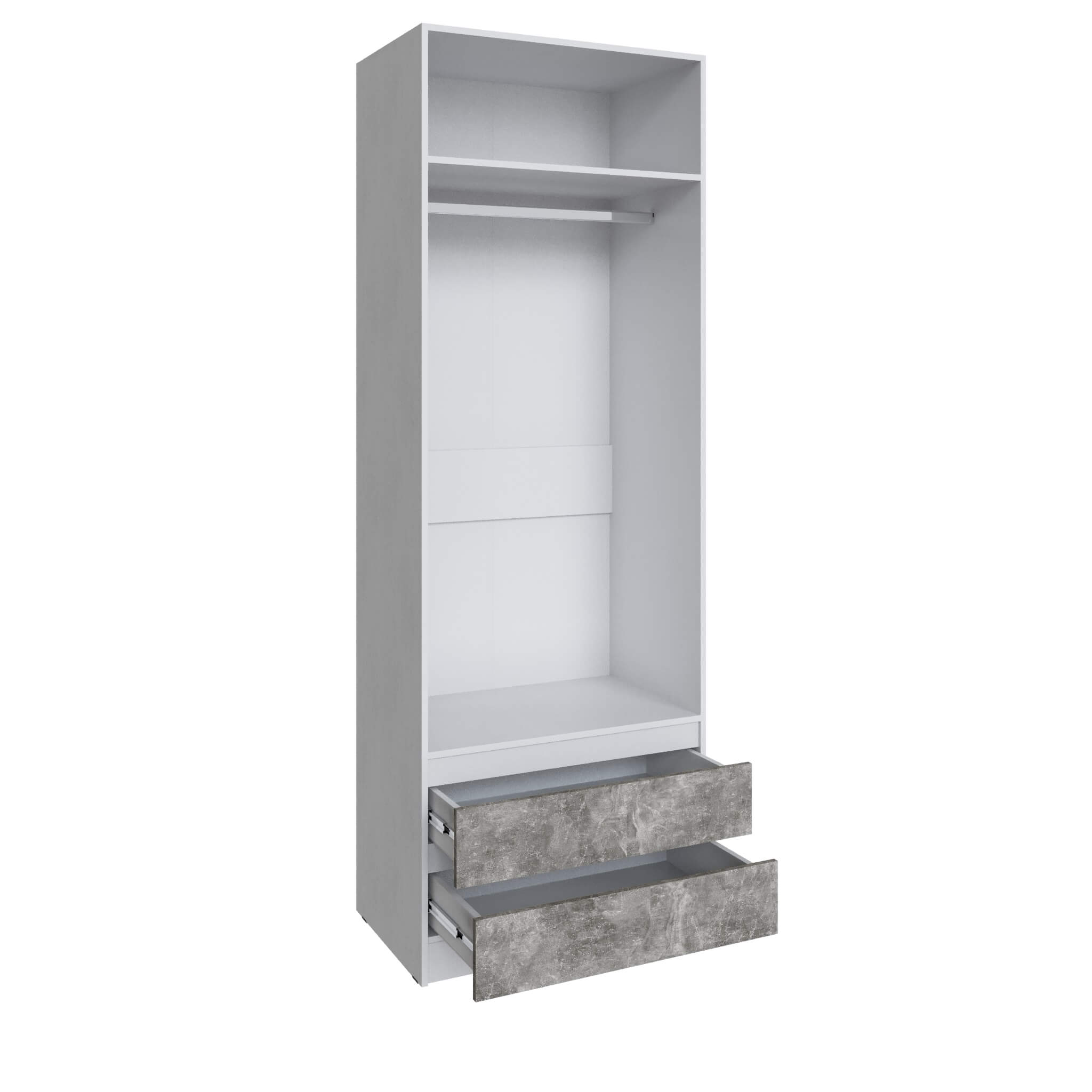 Шкаф Мадрид (0,8) с 2 ящ. без ручек без зеркала белый/ателье светлое