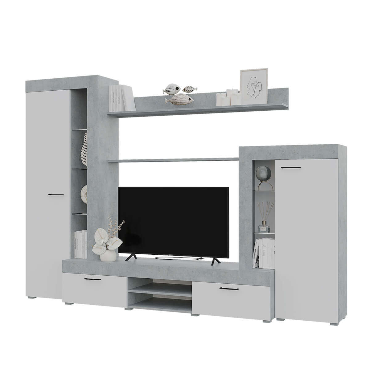 Гостиная Дельта бетон/белый