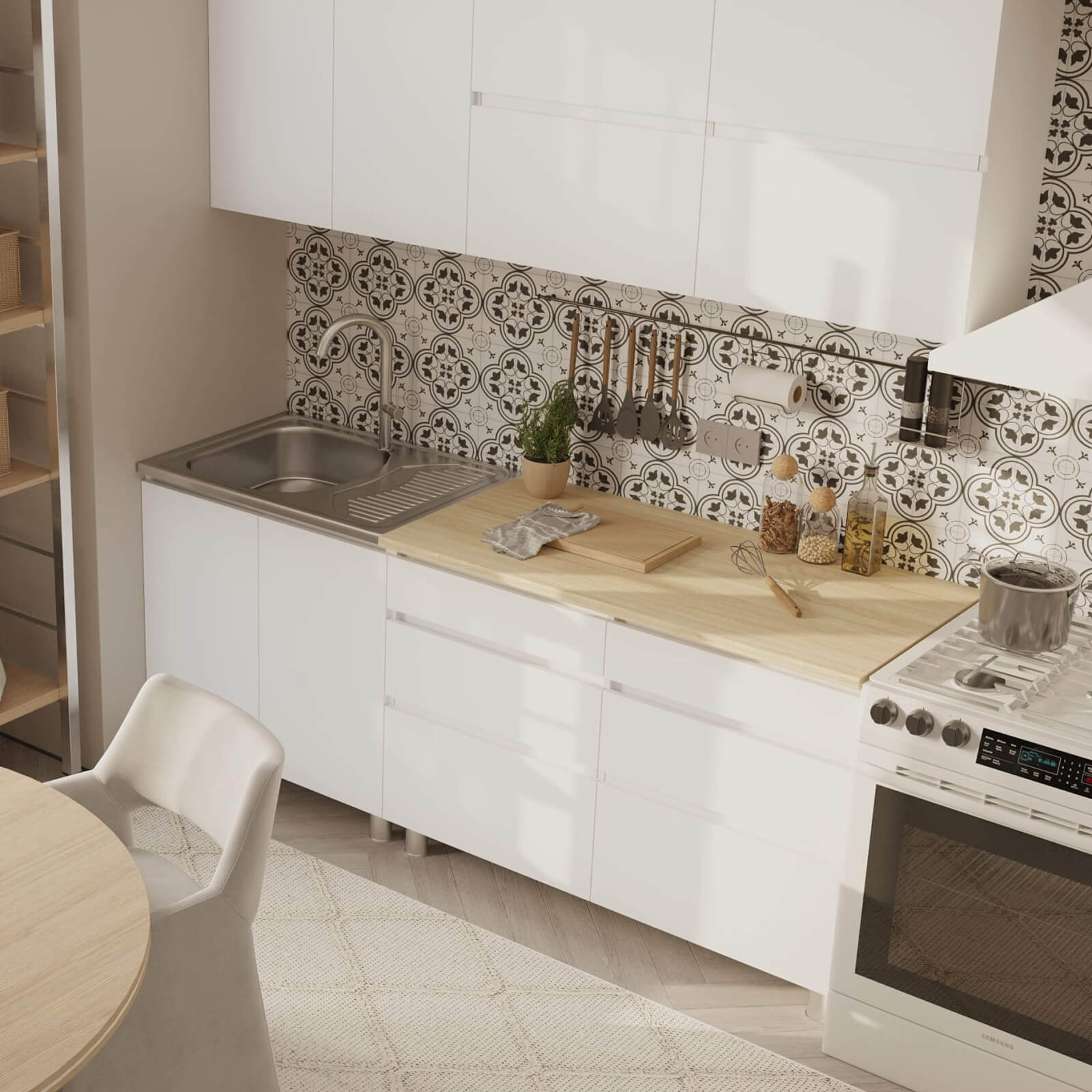 Кухонный гарнитур "Одри" (Симпл) (2,0м) Белый/Дуб сонома