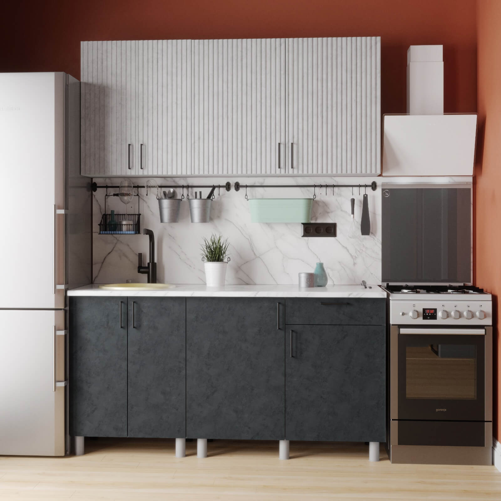 "Кантри Готовое решение" 1,6 м белый/бетон светлый/бетон темный