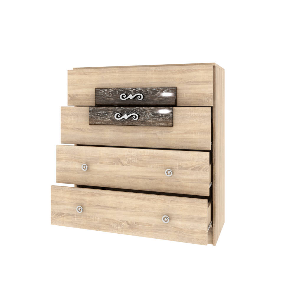 Спальня Мадлен комод дуб сонома/МДФ дуб шале мореный