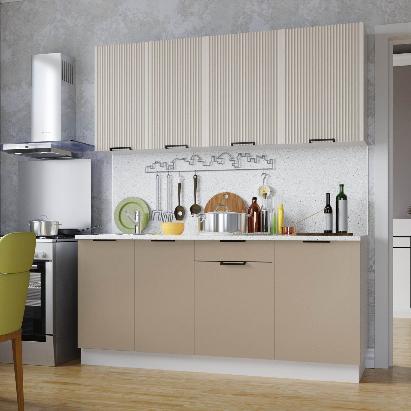 "Кампео Лайт комби Готовое решение" 1,8 м белый/сантьяго софт/кофе софт