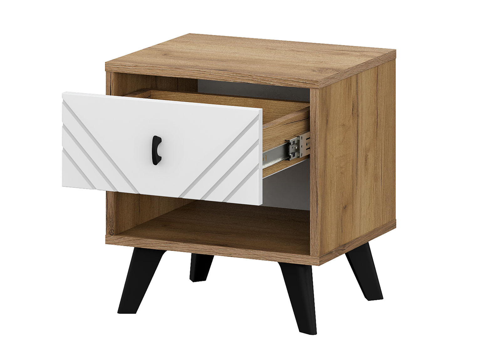 МС "Байкал" Тумба прикроватная Дуб Золотой/Белый матовый МР