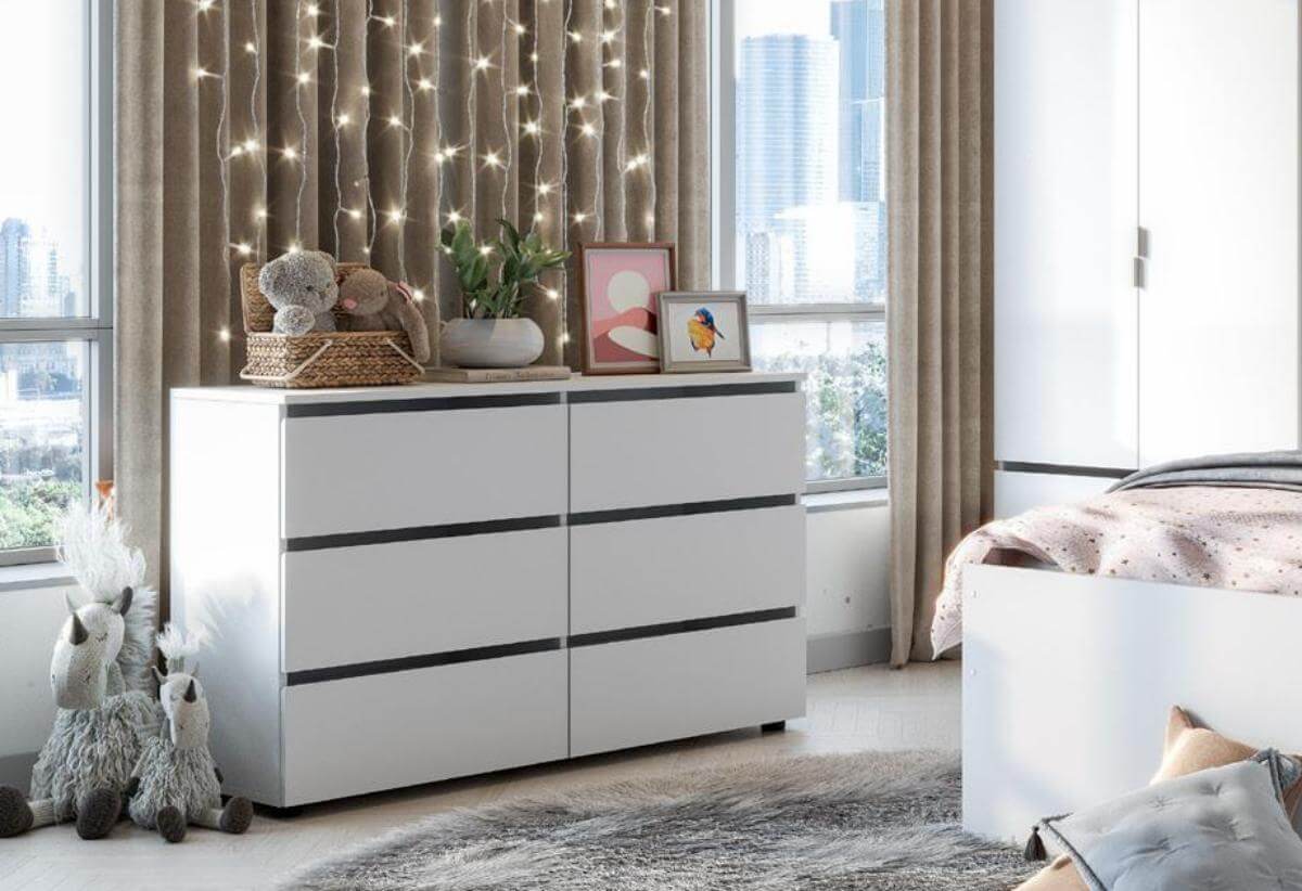 МС "Токио" Комод 6 ящиков Белый текстурный / Белый текстурный