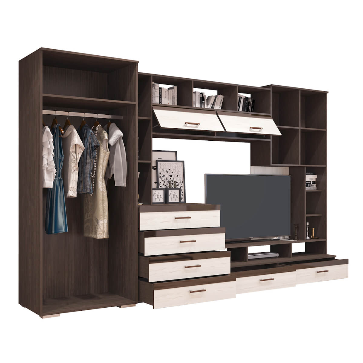 Гостиная Коста МДФ дуб венге/белый глянец