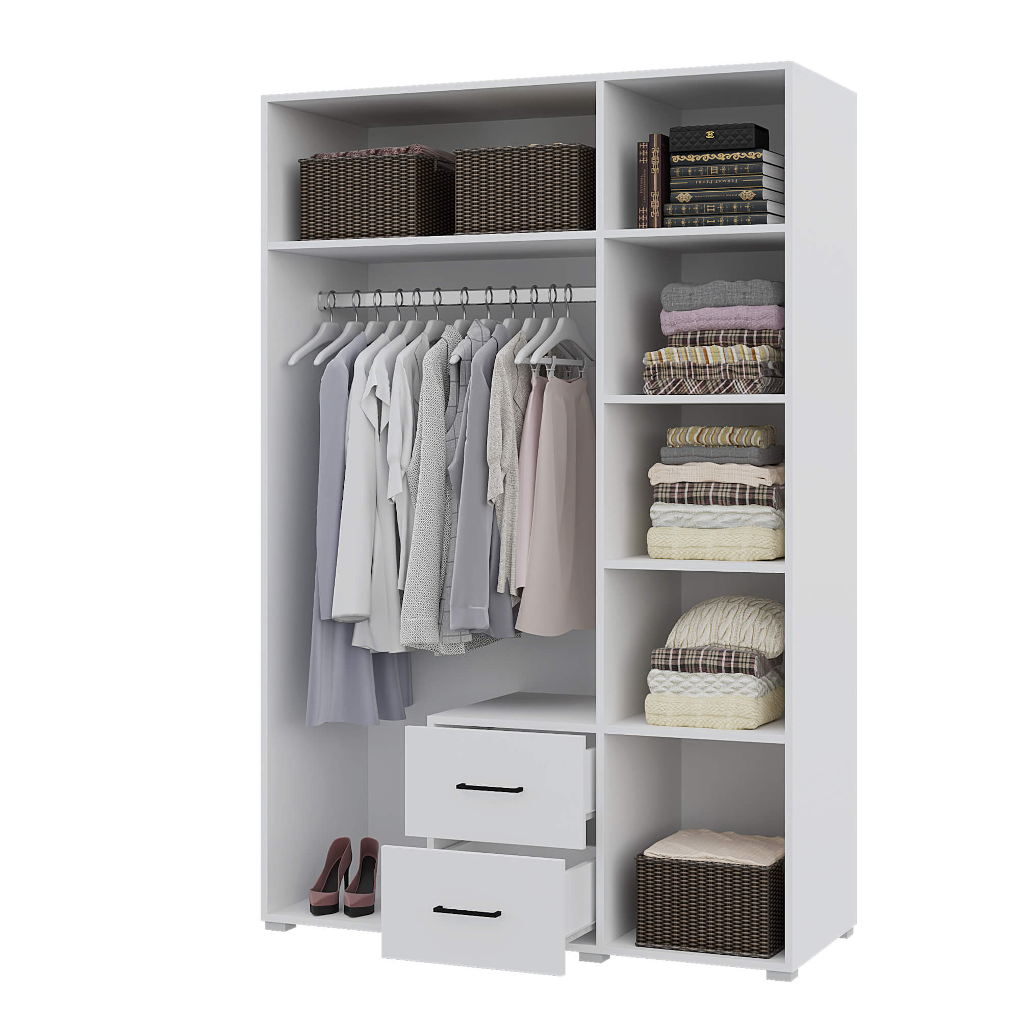 "Victor" Шкаф 3х. ств. 2 ящ. (Белый - бетон)