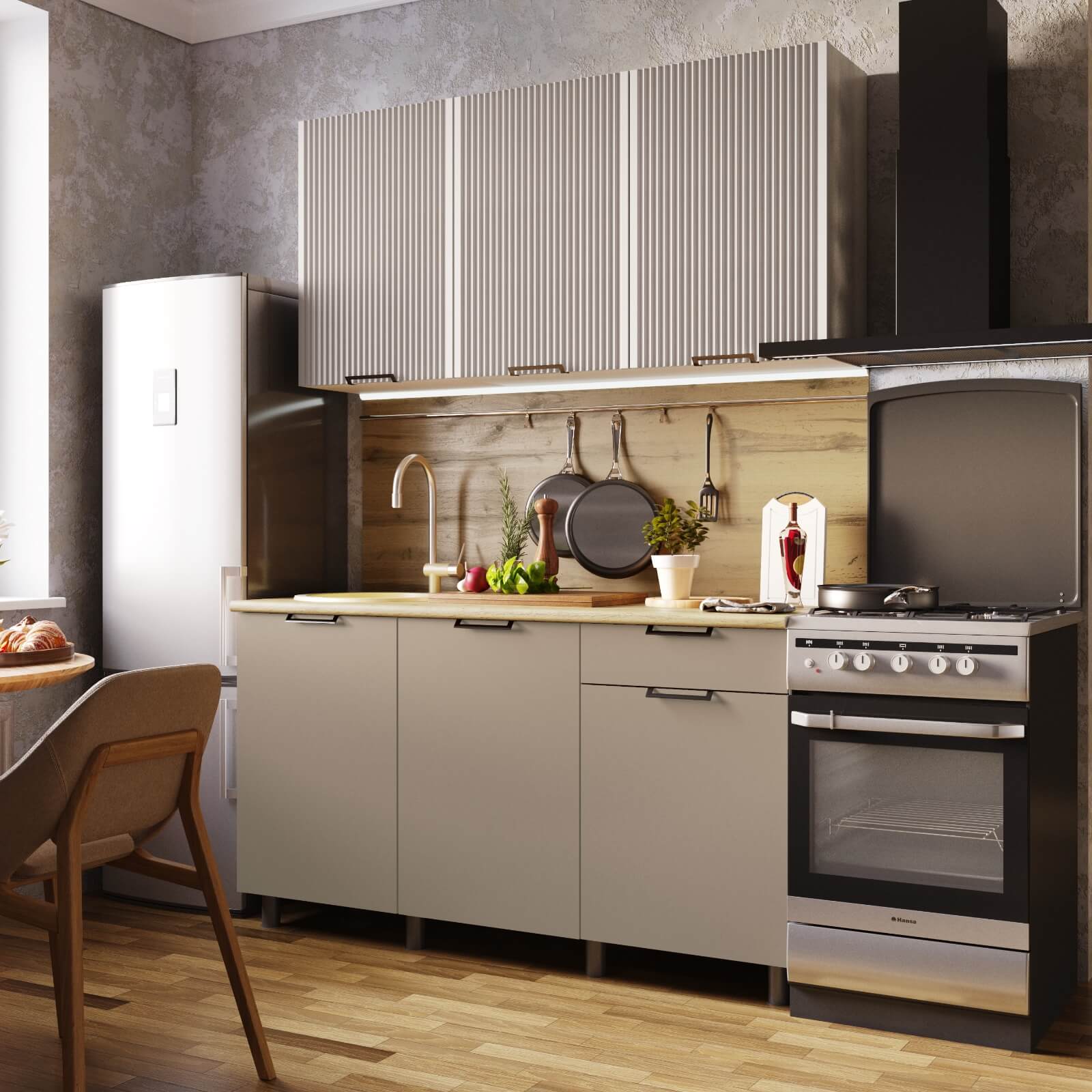 "Кампео Лайт комби Готовое решение" 1,5 м белый/сантьяго софт/кофе софт