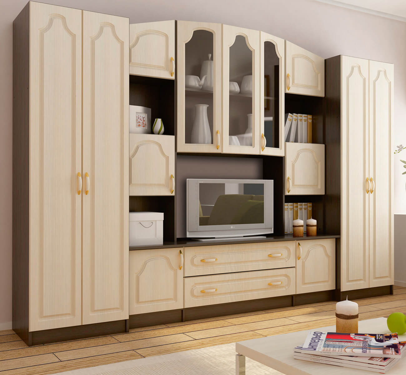 Гостиная Макарена МДФ дуб венге/дуб молочный