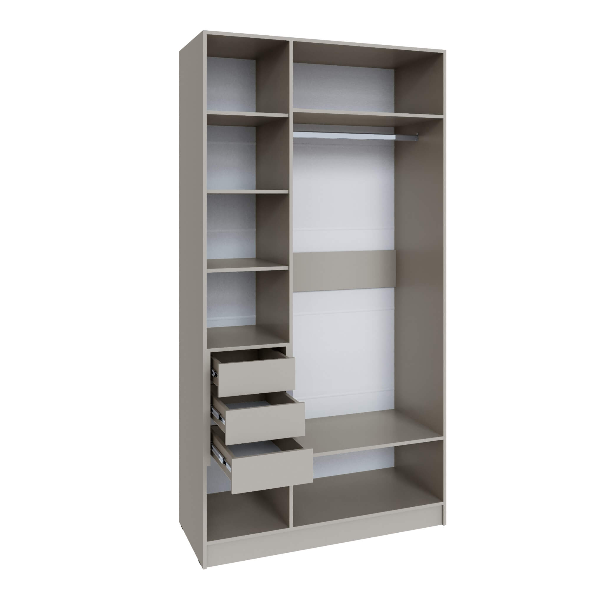 Шкаф Мадрид (1,2) с 3 ящ. внутри без зеркала кашемир