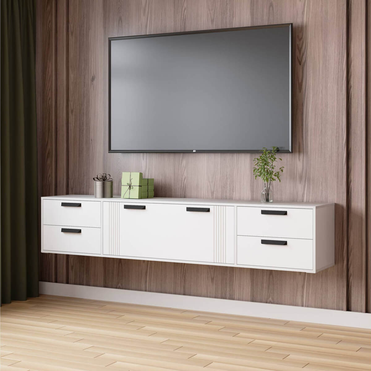 Тумба ТВ Парус-12 Белый/Белый снег