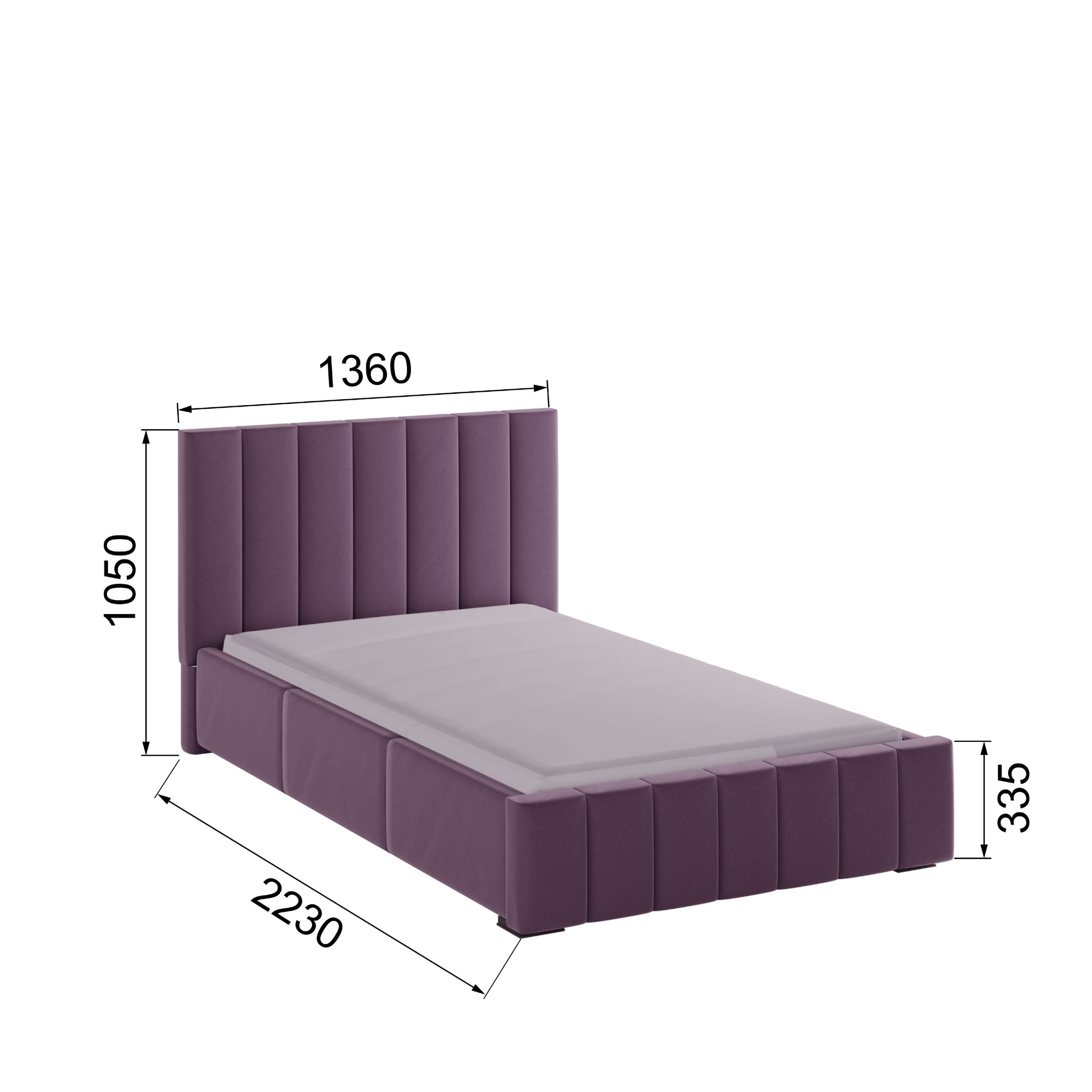 Корпус Нега интерьерной кровати (1,2м) винный