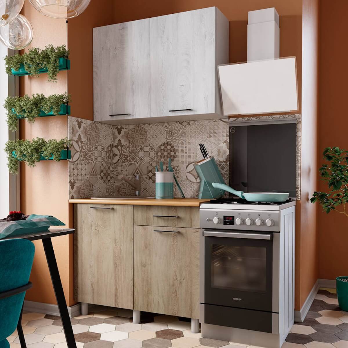 "Палермо Готовое решение" 1,0 м белый/дуб остин серый/дуб остин бежевый