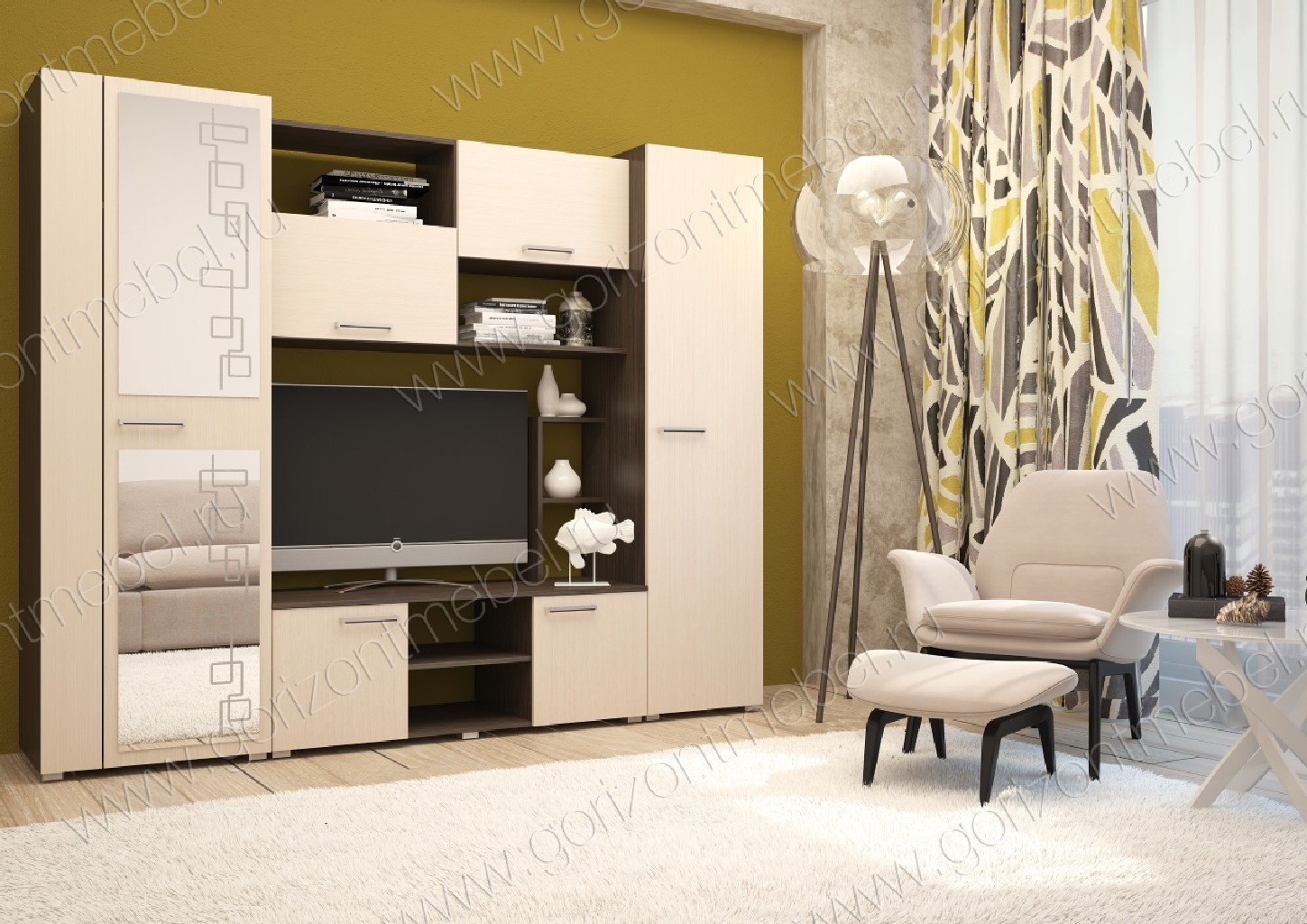 Гостиная Флора 2 дуб венге/дуб молочный