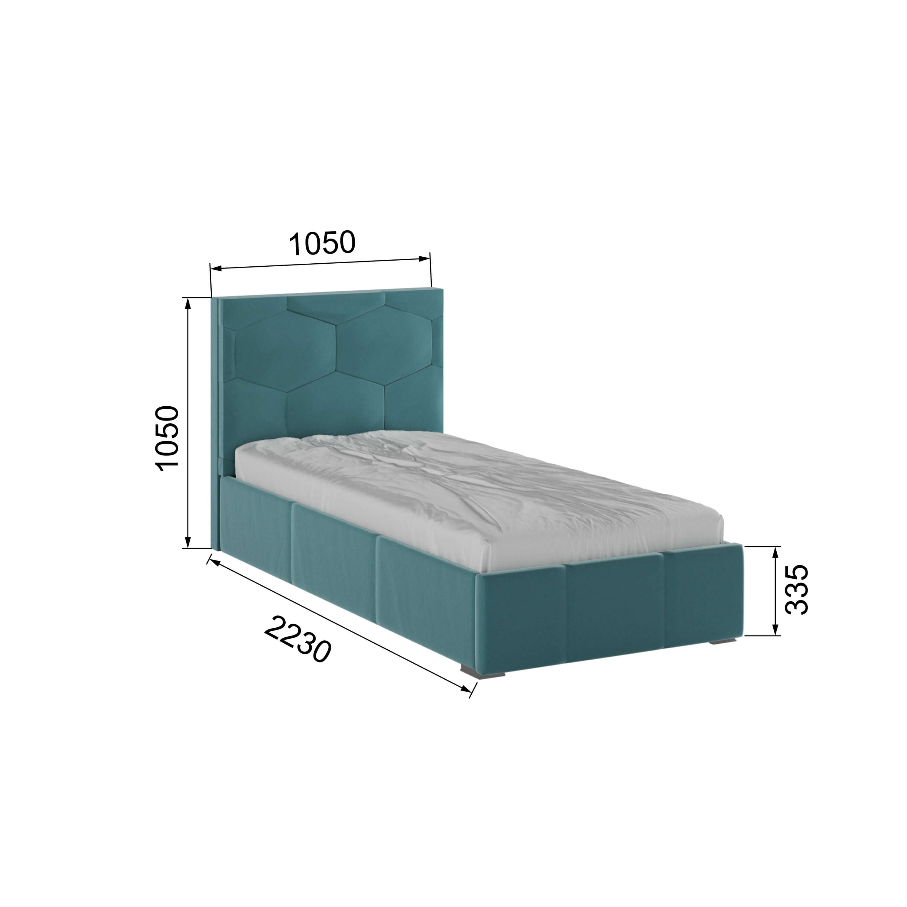 Корпус Манука интерьерной кровати (0,9м) бирюза