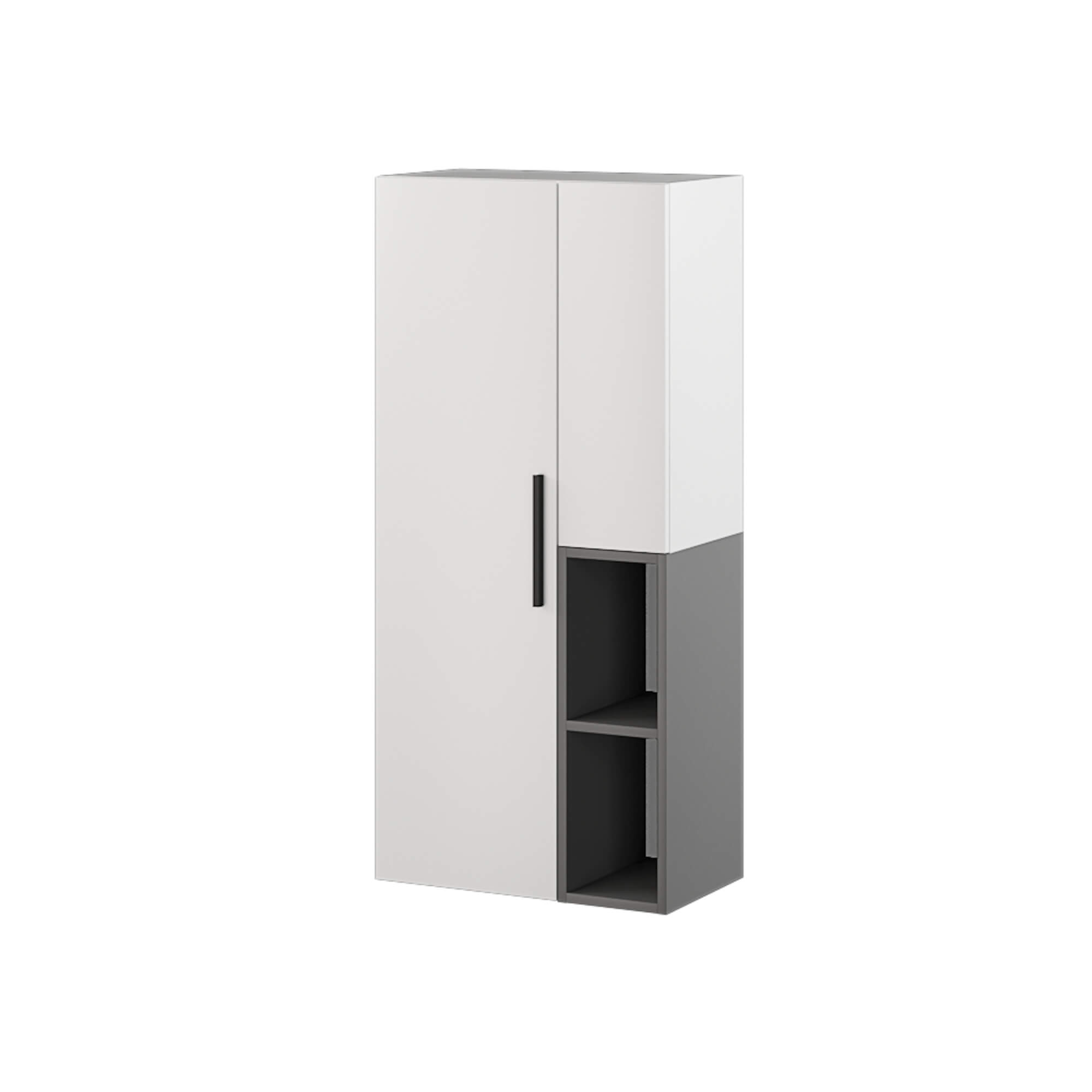 Гостиная Альберо Шкаф-пенал настенный белый/графит серый