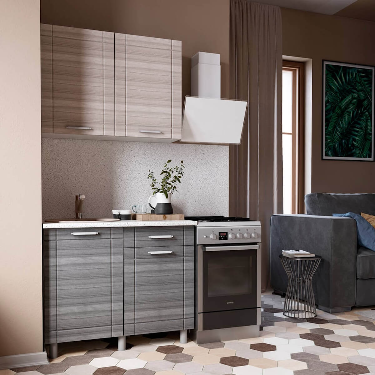 "Бомбей Готовое решение" 1,0 м белый/сандал белый/сандал серый