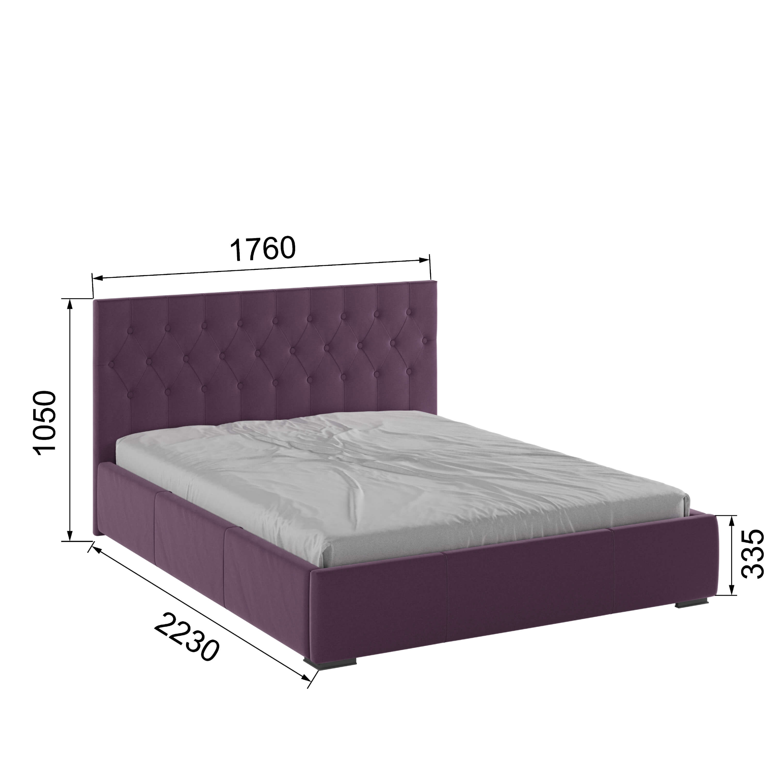 Корпус Октавия интерьерной кровати (1,6м) винный ромб