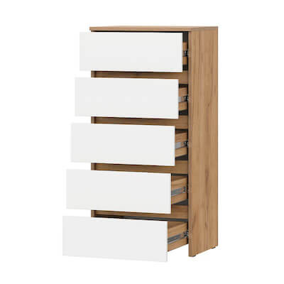 МС "Некст 1" Комод (5 ящиков) Дуб Золотой/Белый