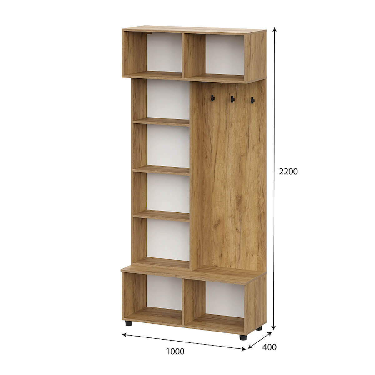 МС "Милан" Вешалка (исполнение 2) Дуб Золотой/Белый Матовый