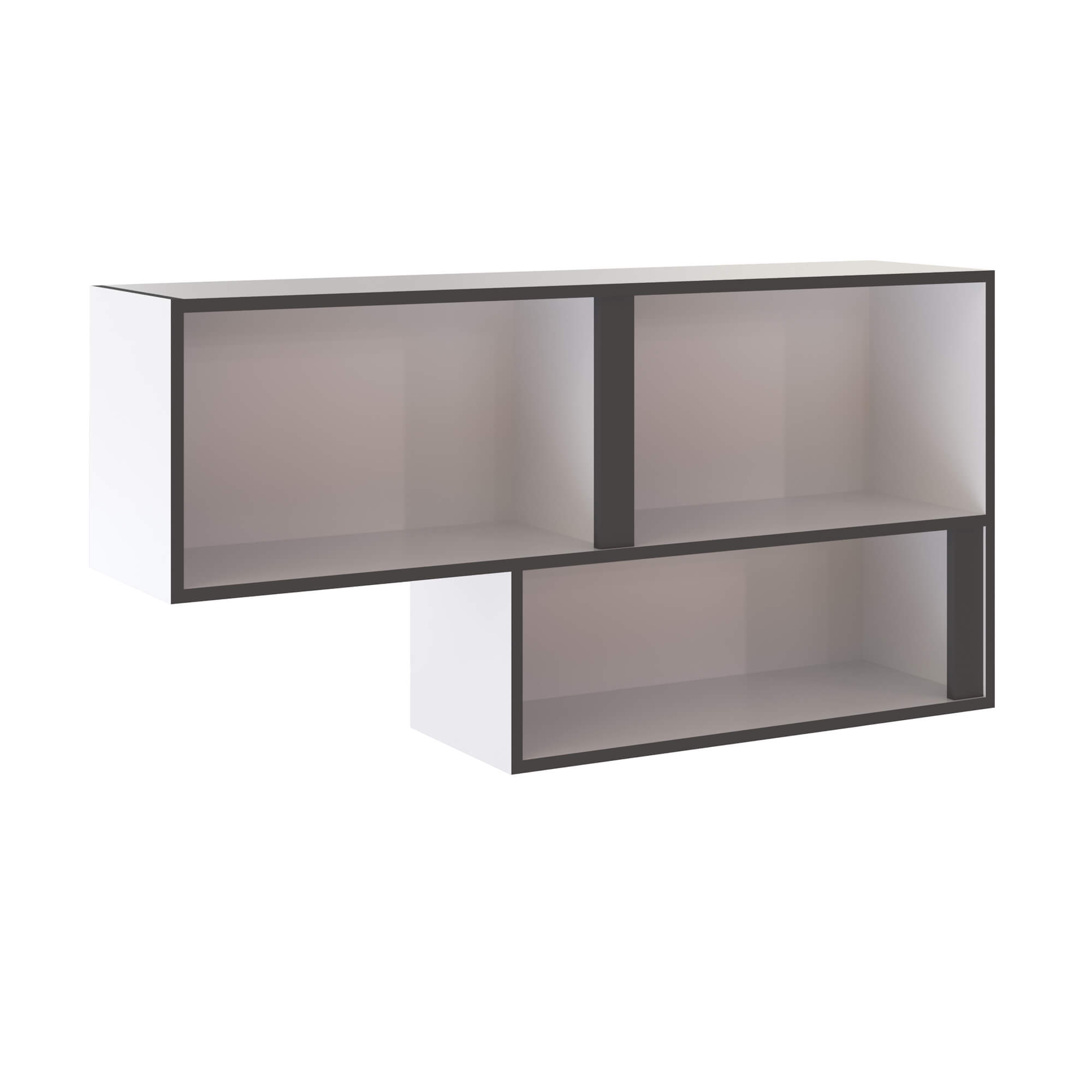 Спальня Асцелла Полка навесная открытая белый/графит серый