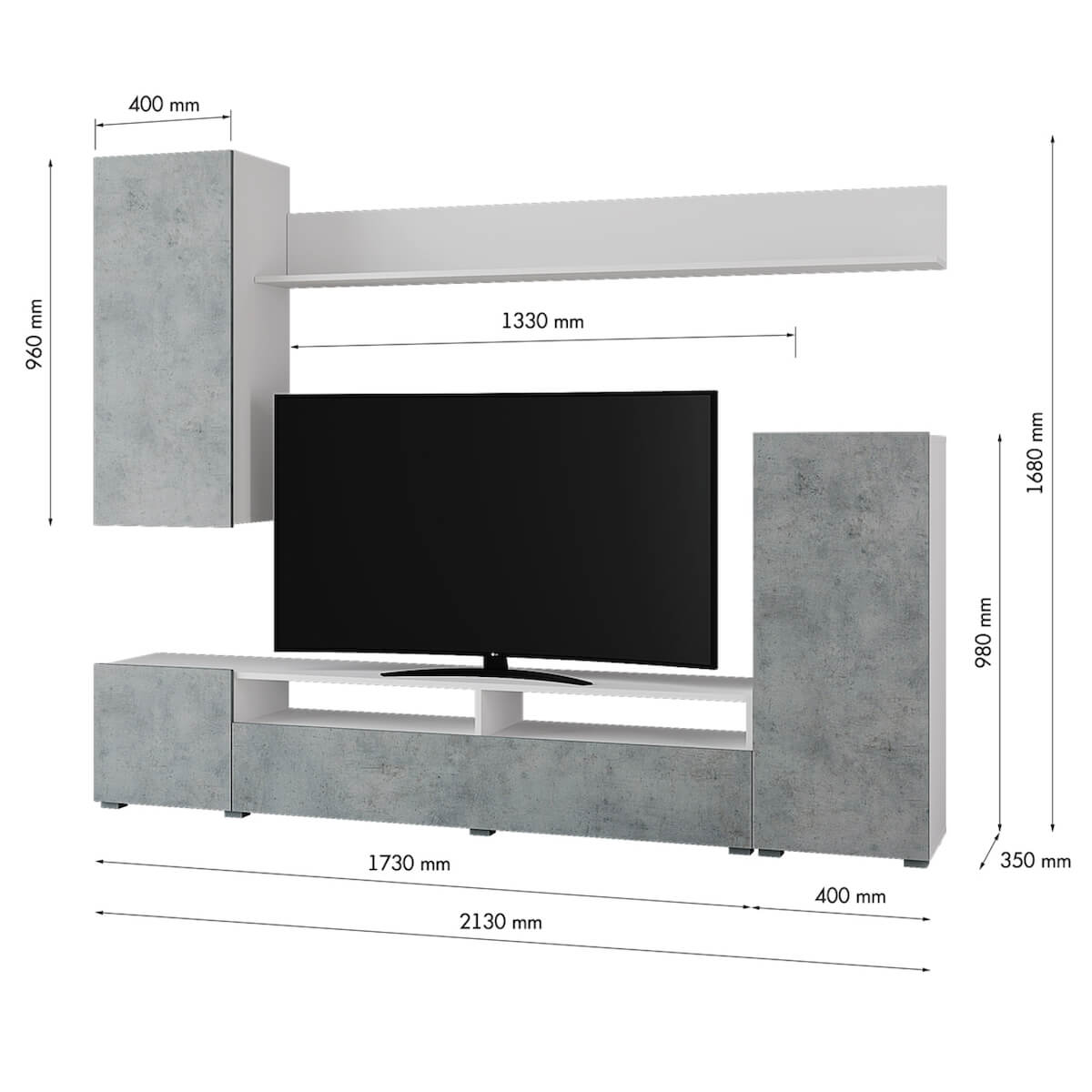 Гостиная Лира ЛДСП белый/бетон