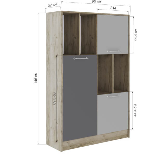 Спальня Колибри Лофт пенал малый дуб крафт серый/графит серый+камень серый