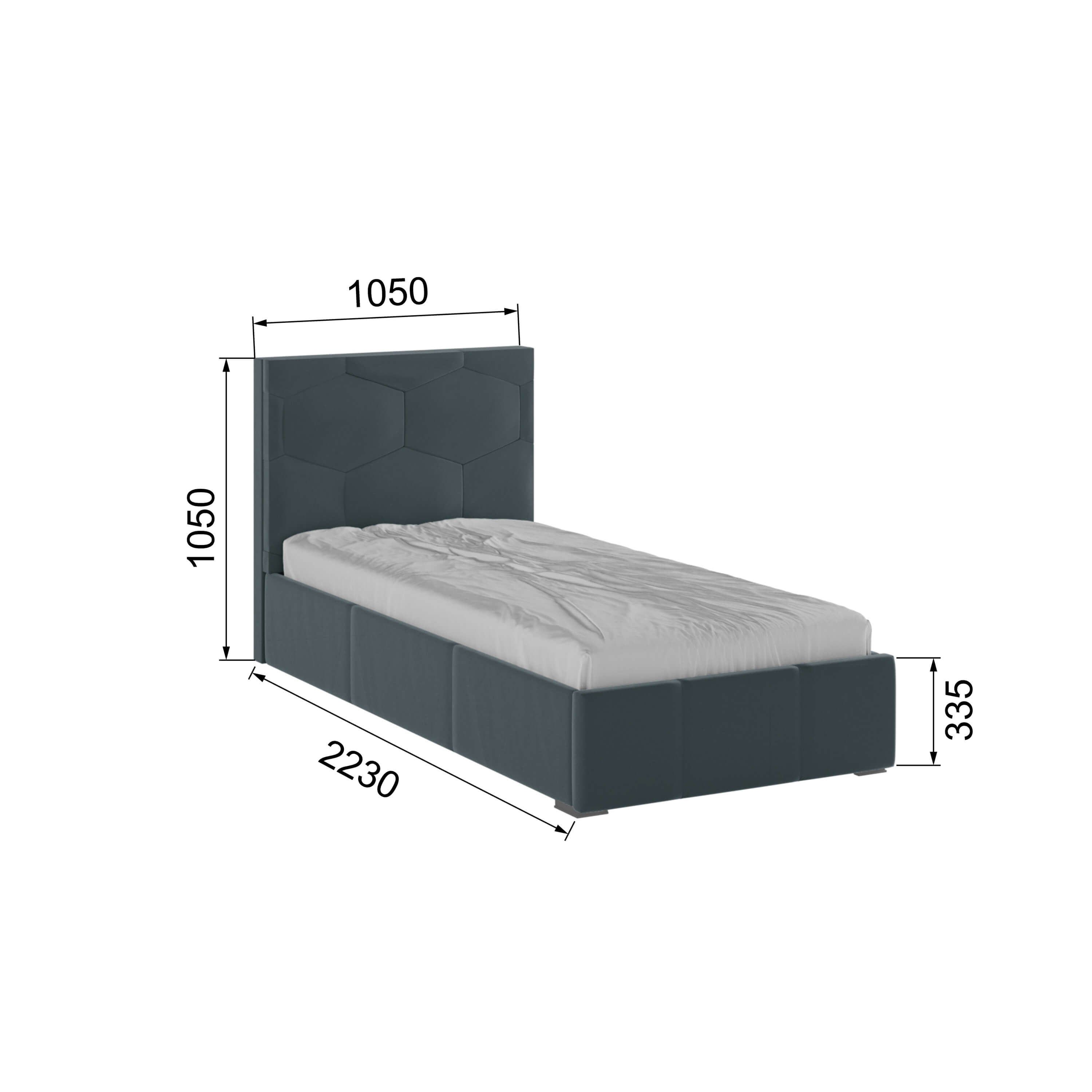 Корпус Манука интерьерной кровати (0,9м) серый