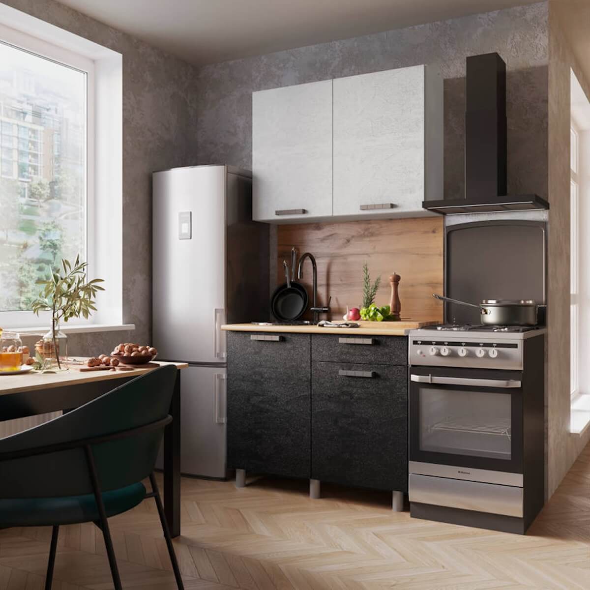 "Григгс Готовое решение" 1,0 м белый/камень светлый/камень темный