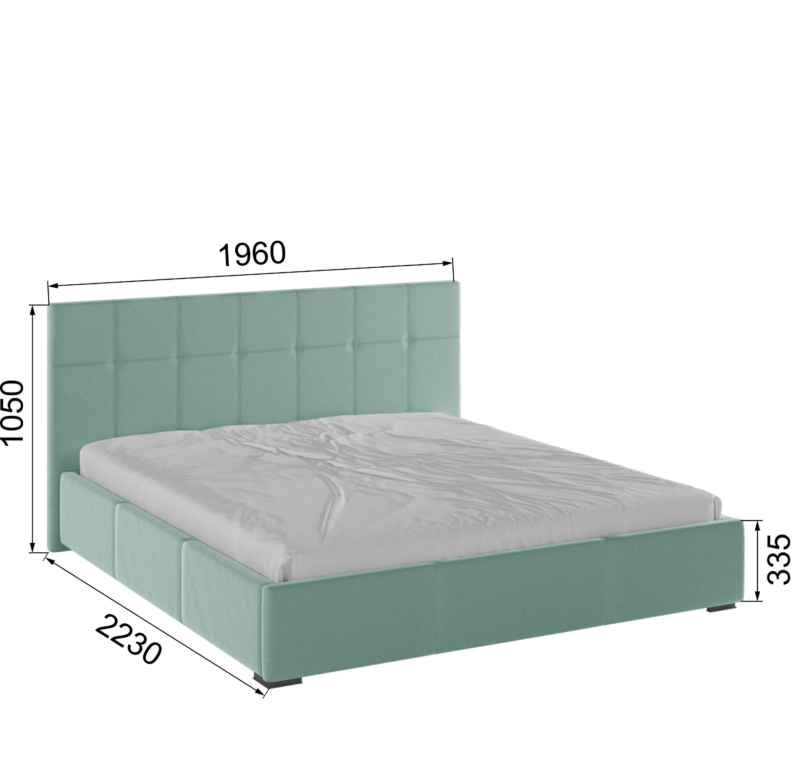 Корпус Рио интерьерной кровати (1,8м) мятный квадрат