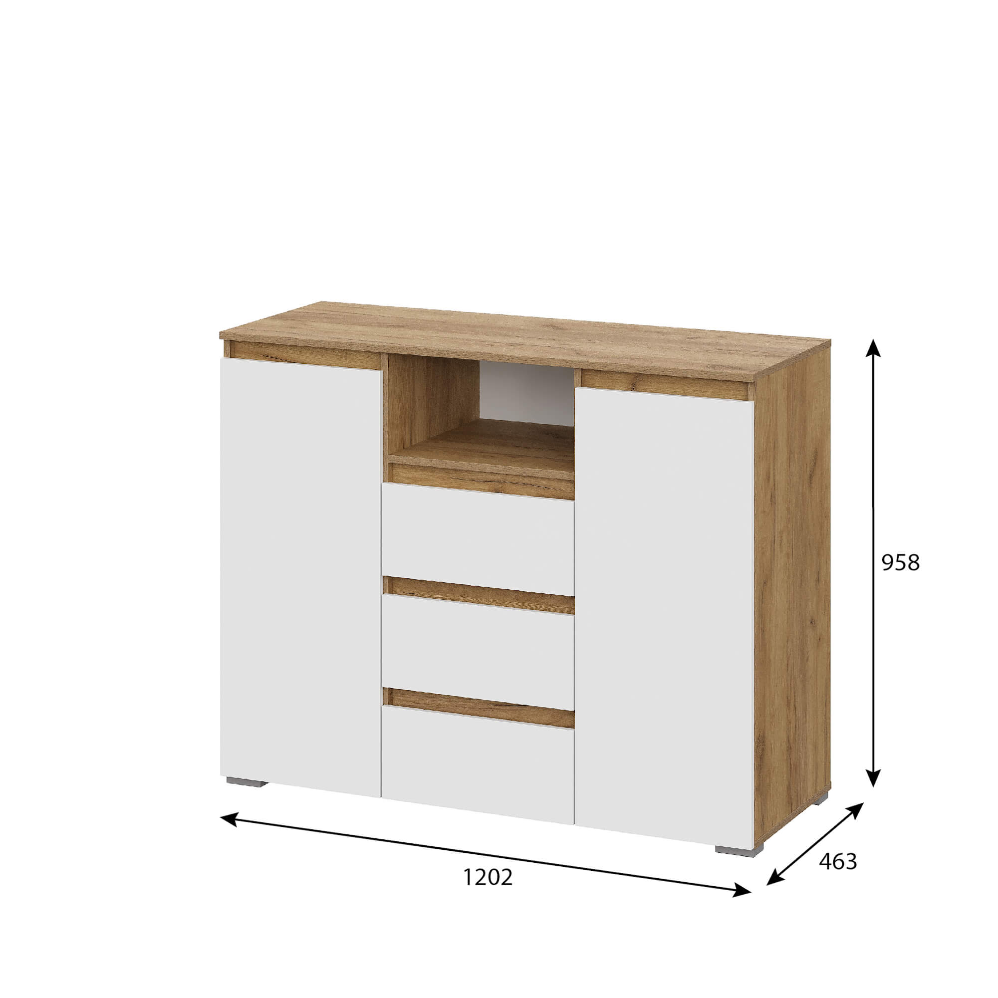 Люмо Комод КМ 01 дуб крафт золотой/белый