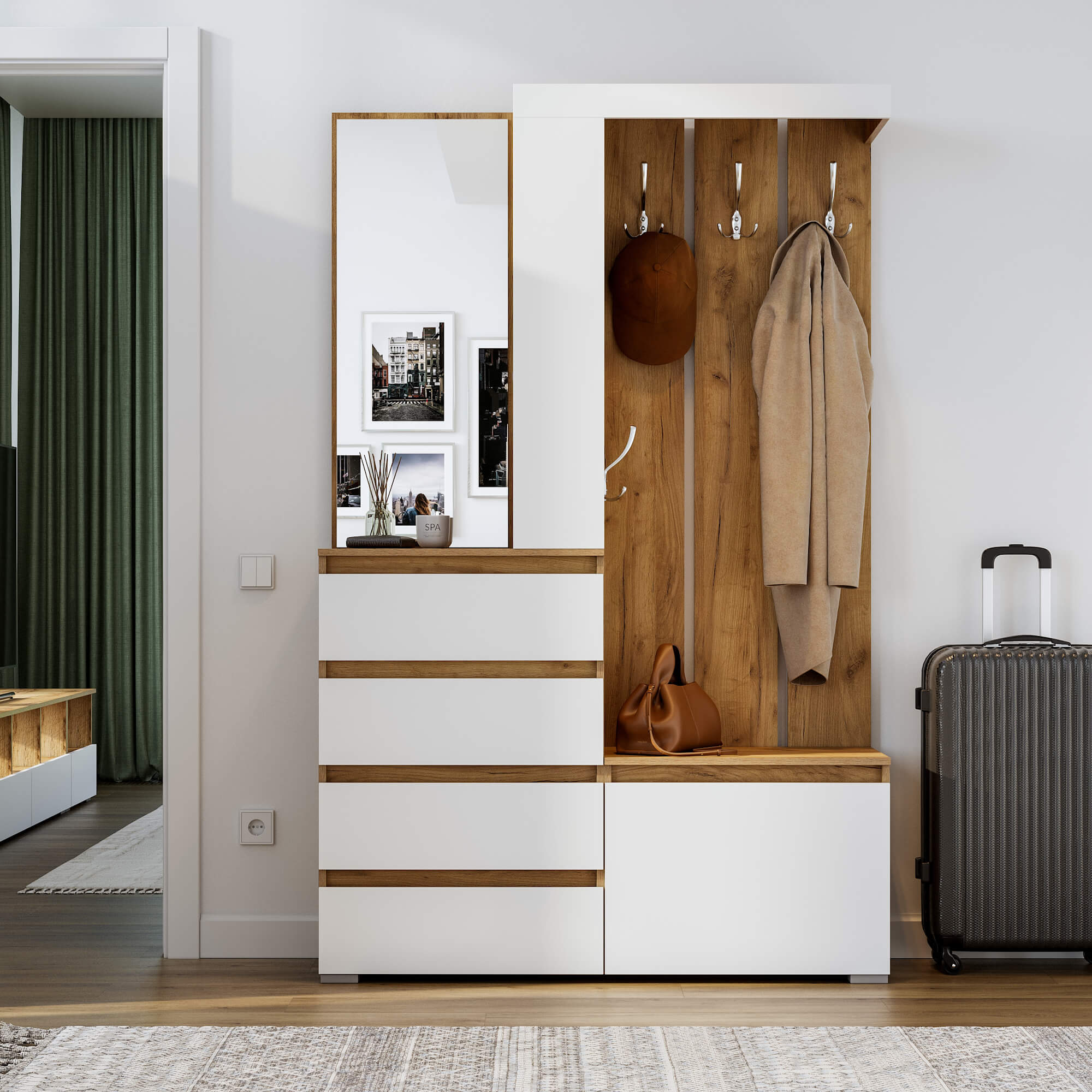 Люмо Прихожая дуб крафт золотой/белый