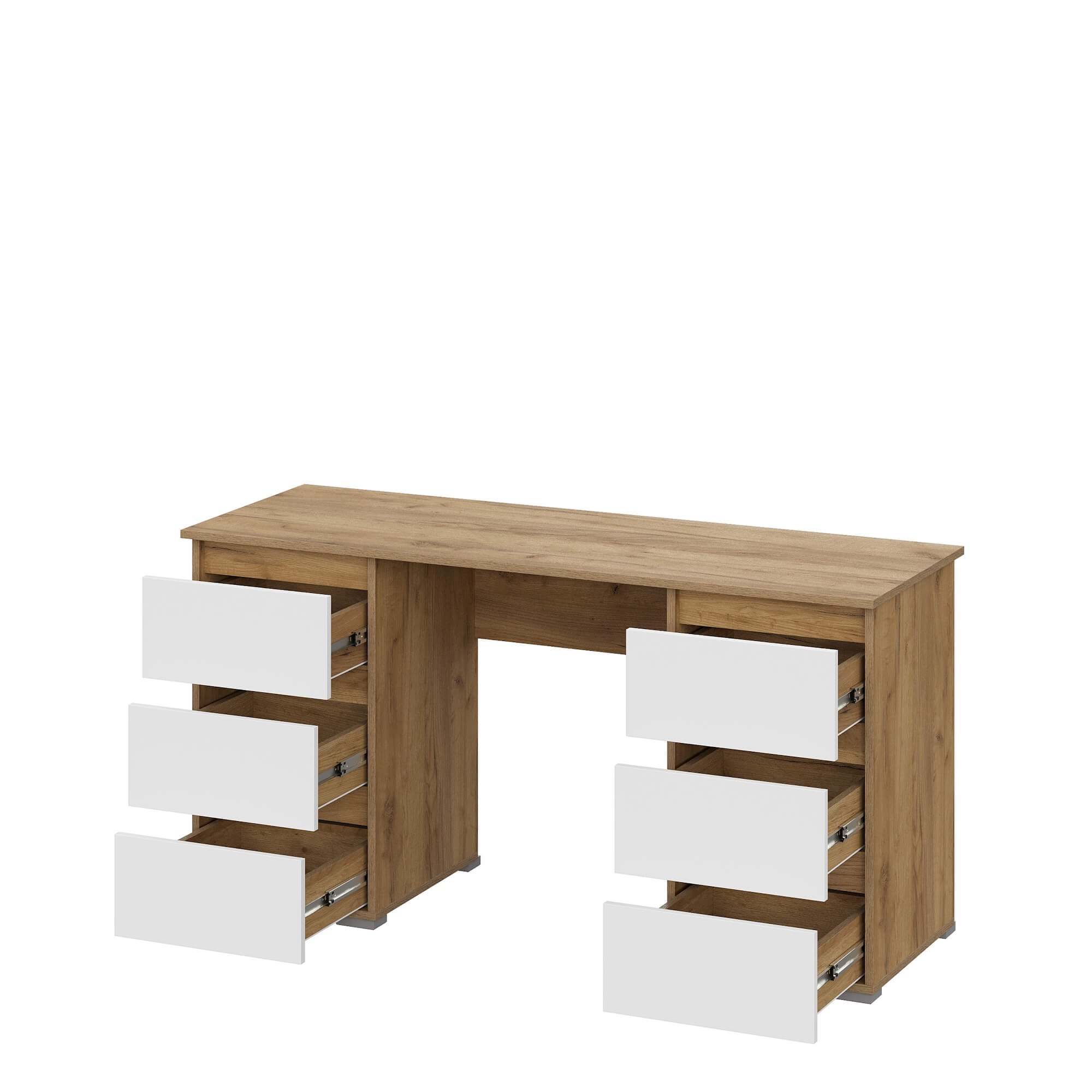 Люмо Стол с ящиками ПС 02 дуб крафт золотой/белый