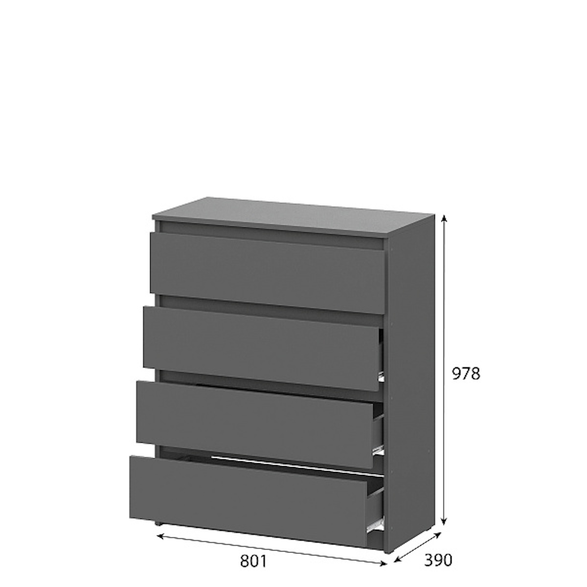 МС "Денвер" Комод 4 ящика Графит серый