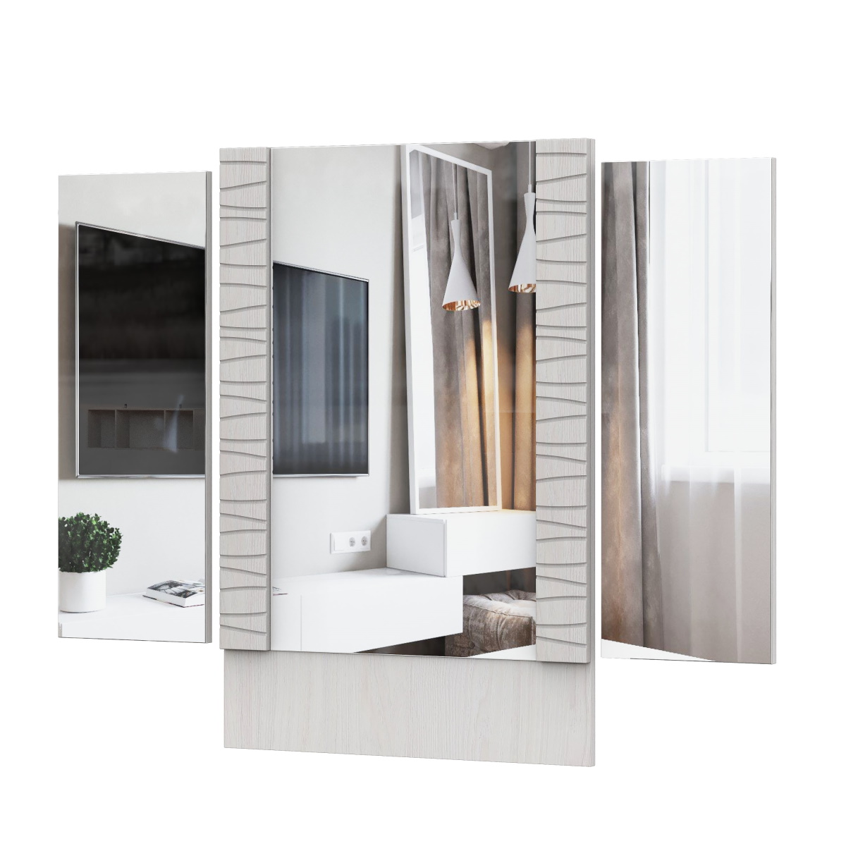 МС "Гамма 20" Зеркало (стол туалетный) Серия №4 Ясень анкор светлый / Сандал светлый