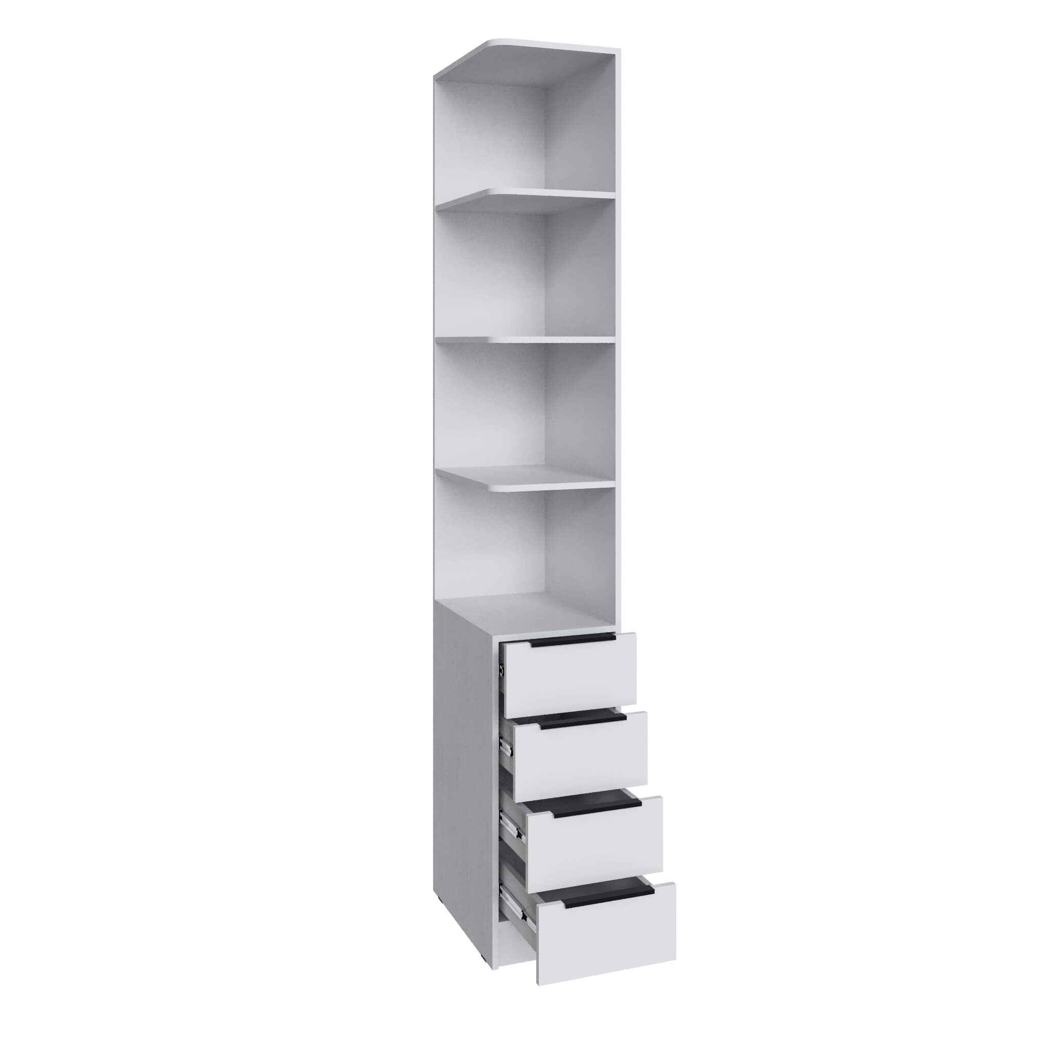 Угловое завершение Мадрид (0,35) с 4 ящ. левое белый