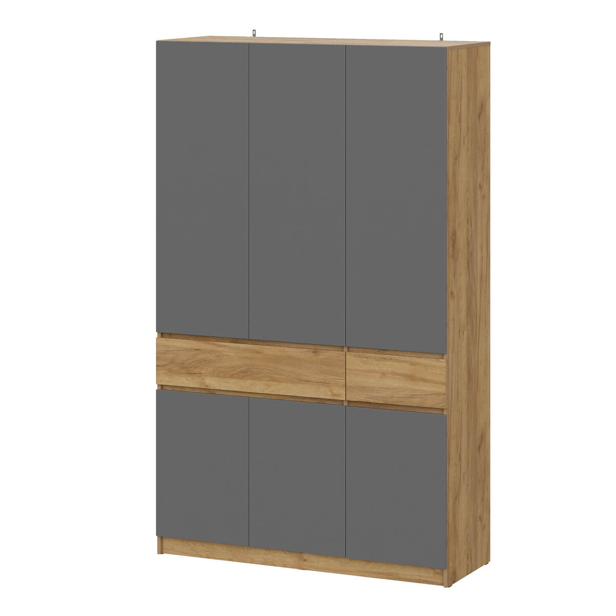 МС "Авиньон" Шкаф трехстворчатый Дуб Крафт Золотой/Графит серый