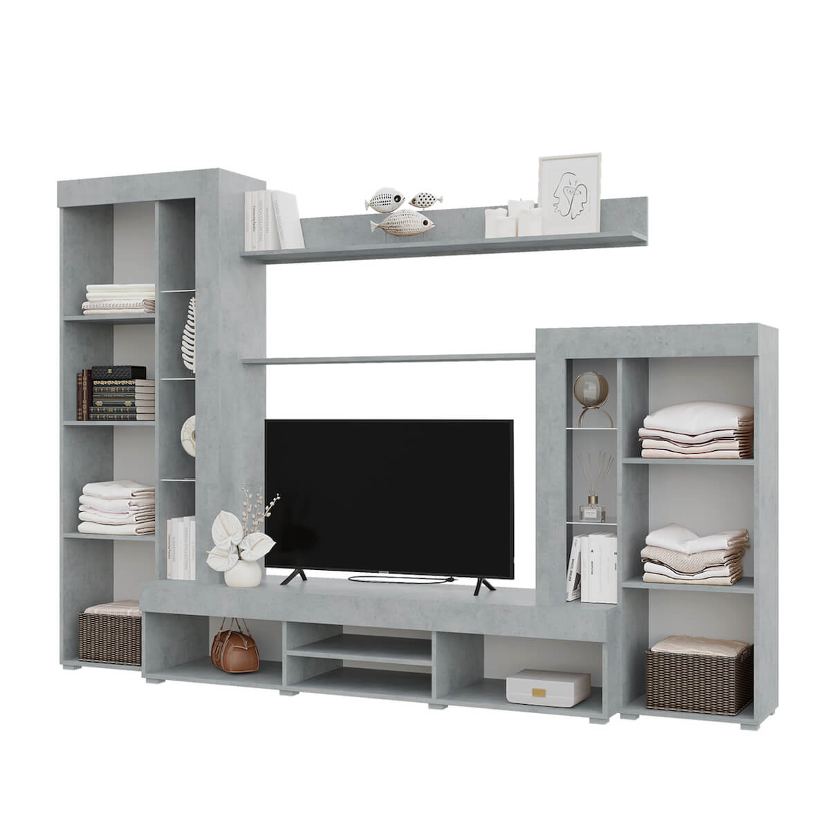 Гостиная Дельта бетон/белый