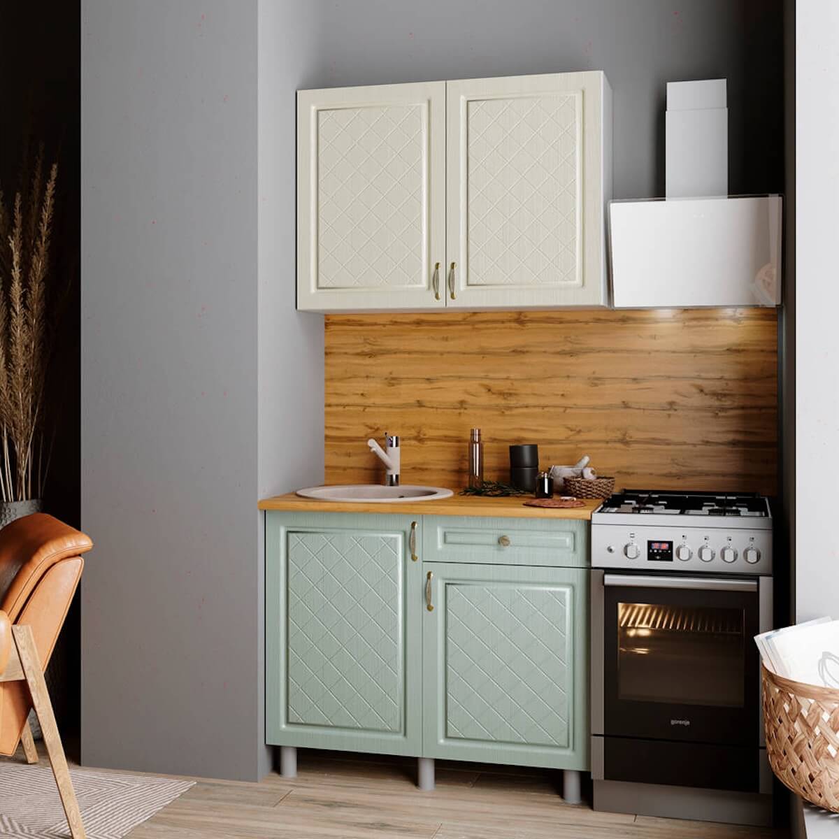 "Версаль Готовое решение" 1,0 м белый/айвори/васаби