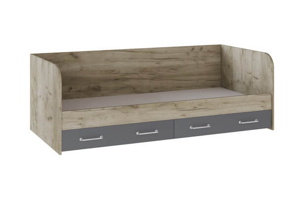 Спальня Колибри Лофт кровать с ящиками дуб крафт серый/графит серый+камень серый