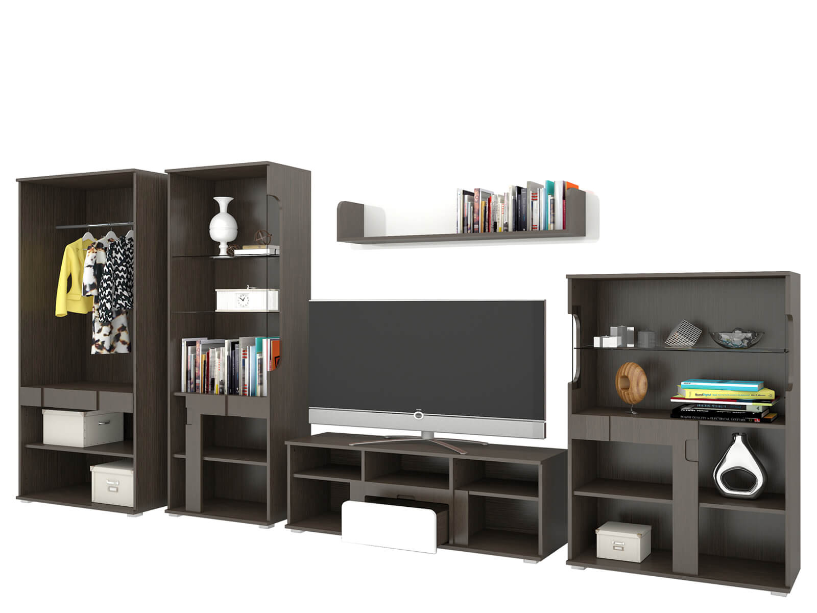 Гостиная Марсель МДФ дуб венге/белый глянец