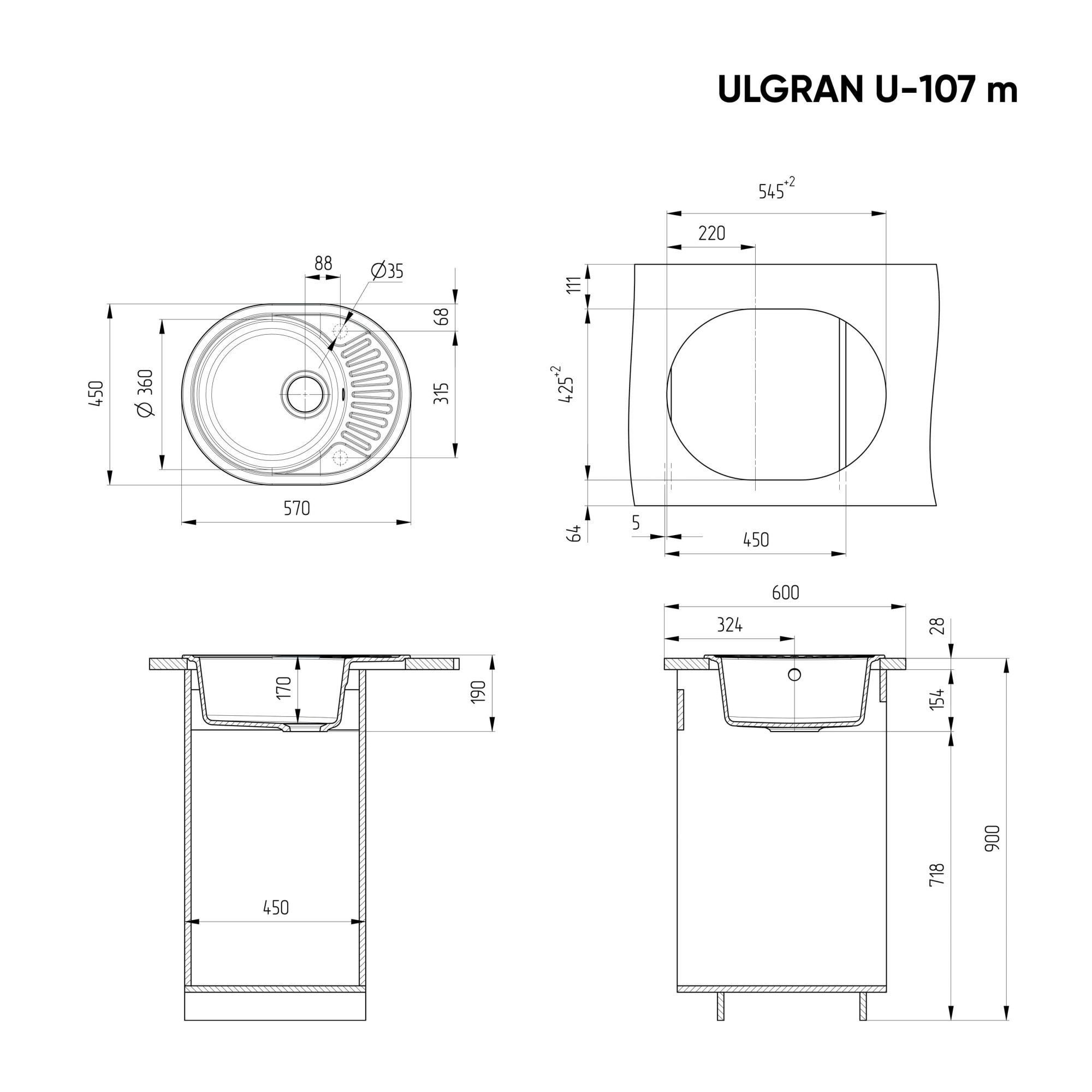 Мойка Ulgran U-107m